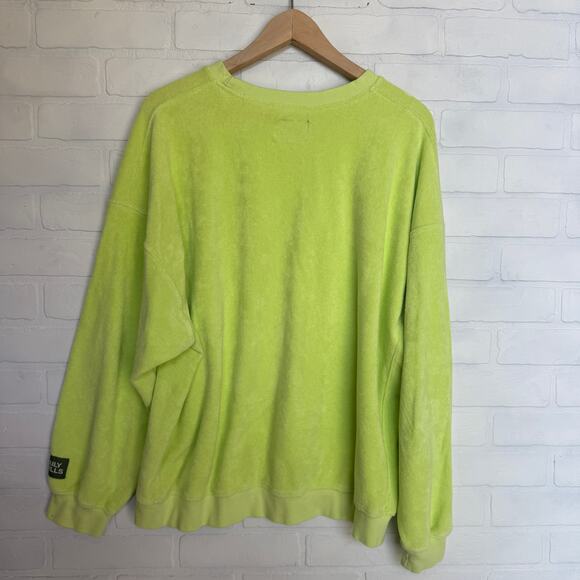 Daily Drills Terry Cloth Crew Neck Lime Green Oversized Sweatshirt sz XS/S - Picture 2 of 6